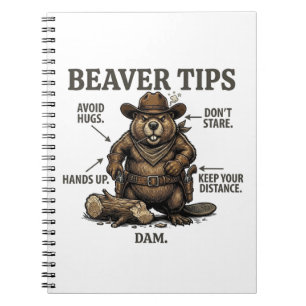 Caderno Espiral Dicas de Castor Cowboy Engraçado Velho Oeste Vinta