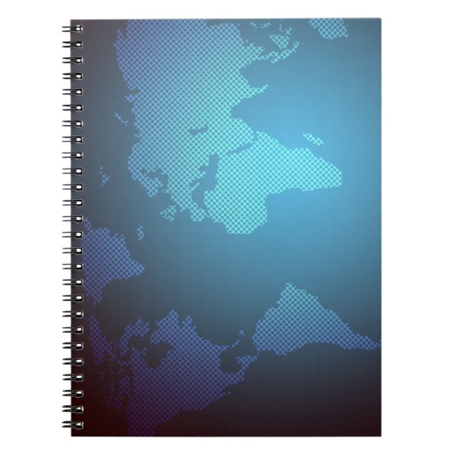 Caderno Espiral Digital Dot World Map Gradient Art (Frente)