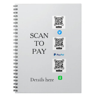 Caderno Espiral digitalizar para pagar detalhes do código QR do ve