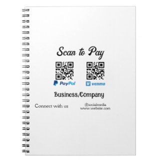 Caderno Espiral Digitalize para pagar código q r paypal venmo adic