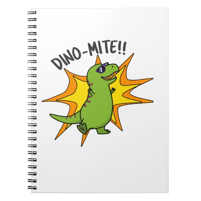 Caderno Espiral Dino-mite Engraçado T-Rex Dinosaur Piada (Frente)