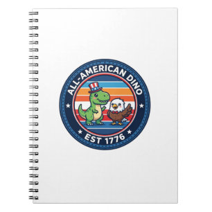 Caderno Espiral Dinosaur Kawaii Patriótico Todo-Americano DINO EST