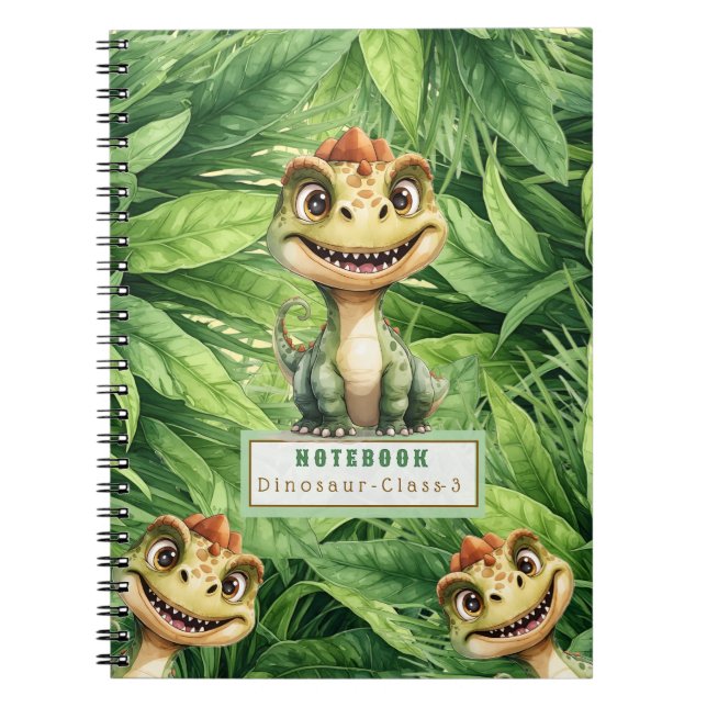 Caderno Espiral Dinosaur Photo Spiral Notebook With Custom Name (Frente)
