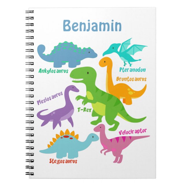 Caderno Espiral Dinosauro Crianças Fofas (Frente)