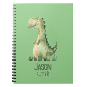 Caderno Espiral Dinossauro Aquarela Fofo Com Nome das Crianças
