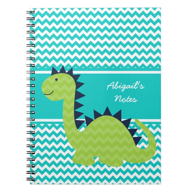 Caderno Espiral Dinossauro Chevron no notebook personalizado Chevr (Frente)