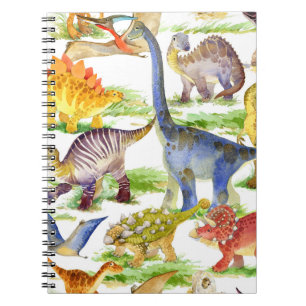 Caderno Espiral Dinossauros Cachorros Arte Sem Costura