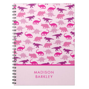 Caderno Espiral Dinossauros cor-de-rosa