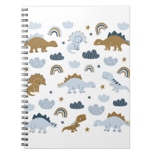 Caderno Espiral Dinossauros desenhados à mão em estilo escandina