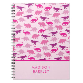 Caderno Espiral Dinossauros Rosa Fofo Infantil