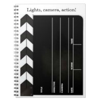 Diretor de filme ripa/caderno espiral da ardósia