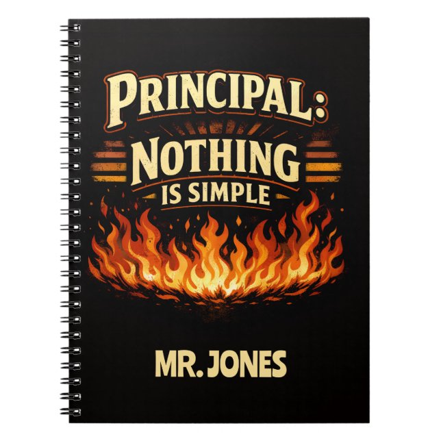 Caderno Espiral Diretor Engraçado Personalizado: Nada É Simples (Frente)