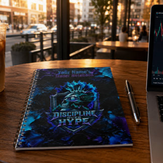 Caderno Espiral Disciplina Sobre Hype Bitcoin Pincelada Azul 