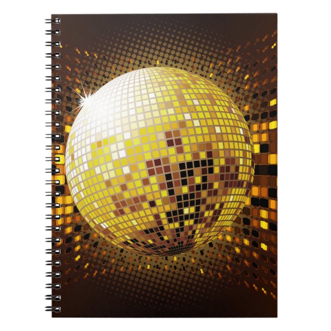 Caderno Espiral Disco do Partido: Luzes brilhantes Vintage. (Frente)