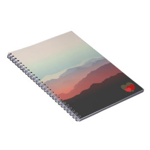 Caderno Espiral Distant Mountain with Hearts