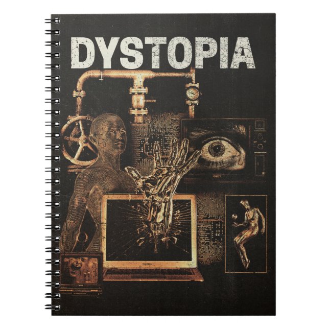 Caderno Espiral Distopia - Design de Streetwear Techno-Dystopian (Frente)