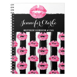 Caderno Espiral Distribuidor de batom Pink Lips Kiss Personalizado
