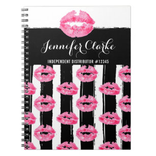 Caderno Espiral Distribuidor de batom Pink Lips Kiss Personalizado