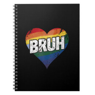 Caderno Espiral Dito engraçado de meme Bruh Saudação Bro Gay Orgul