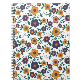 Caderno Espiral Ditzy Folk Art Retro Daisy, de 70 anos, em Jewel T