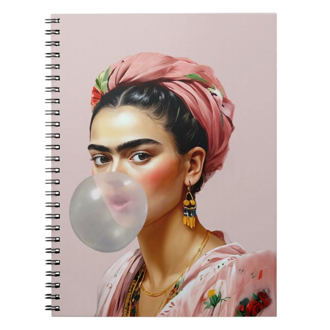 Caderno Espiral Diva com chiclete floral de cachecol (Frente)