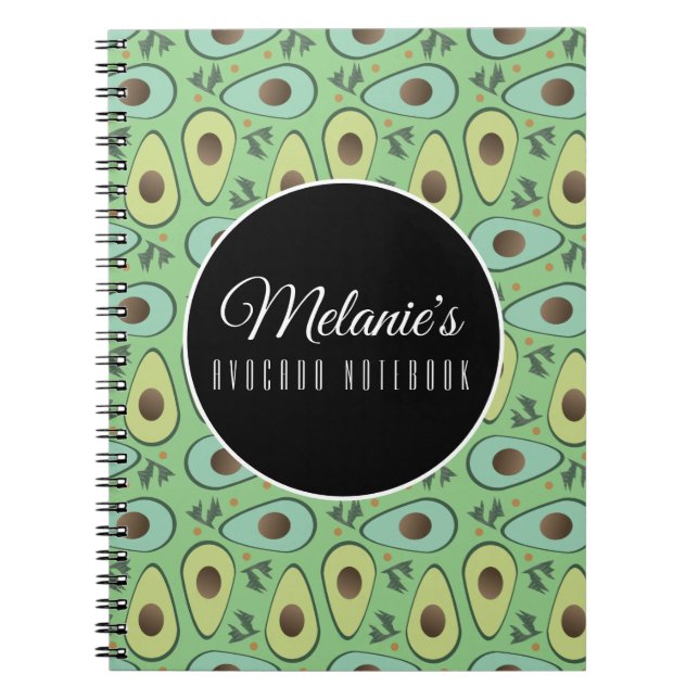 Caderno Espiral Diversão Avocado Cilantro - Padrão de Salada (Frente)