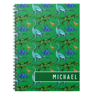 Caderno Espiral Diversão De Padrões De Dinossauro Crianças, Esc