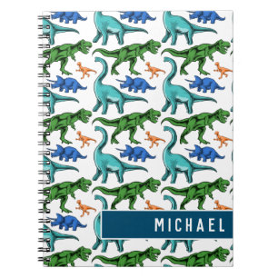 Caderno Espiral Diversão De Padrões De Dinossauro Crianças, Esc