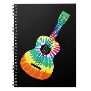 Caderno Espiral Diversão Hippie Rainbow Tie Dye Acoustic Guitar P