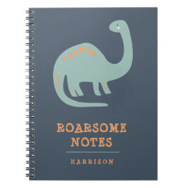 Caderno Espiral Diversão para Crianças Dinossauro Azul & Laranja P