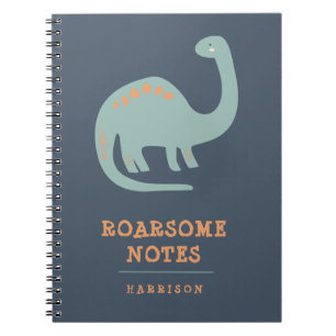 Caderno Espiral Diversão para Crianças Dinossauro Azul & Laranja P