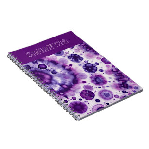 Caderno Espiral Diversão Roxo Violeta Rosa Batik Círculos Padrão A