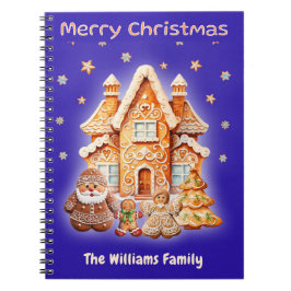 Caderno Espiral Diversão Única do Gingerpão de Natal Personalizado