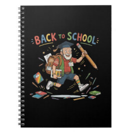 Caderno Espiral Divertido Volta às Aulas Estudante Sênior