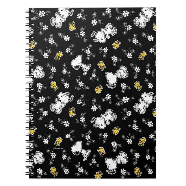 Caderno Espiral Divertimento e flores do Snoopy & Woodstock (Frente)