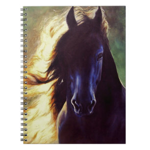Caderno Espiral Do "cavalo do preto do fulgor frisão", garanhão
