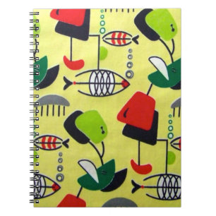 Caderno espiral do design atômico moderno do meio