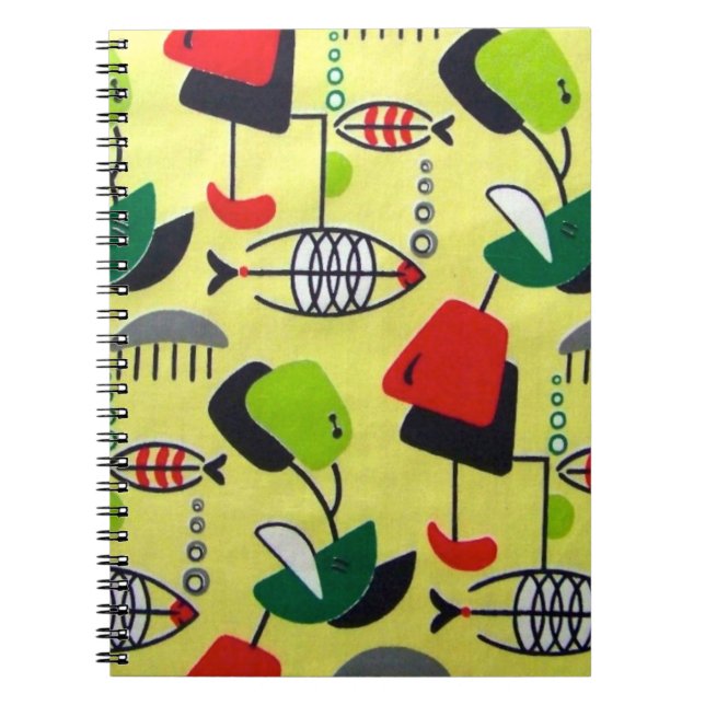 Caderno espiral do design atômico moderno do meio (Frente)