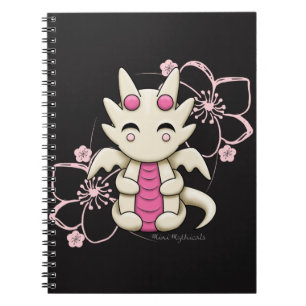 Caderno espiral do dragão cor-de-rosa de Kawaii