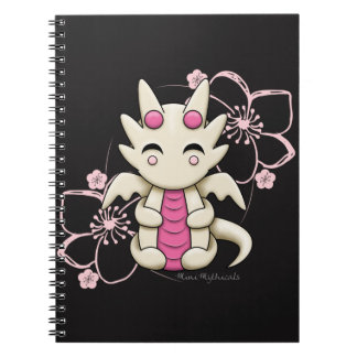 Caderno espiral do dragão cor-de-rosa de Kawaii