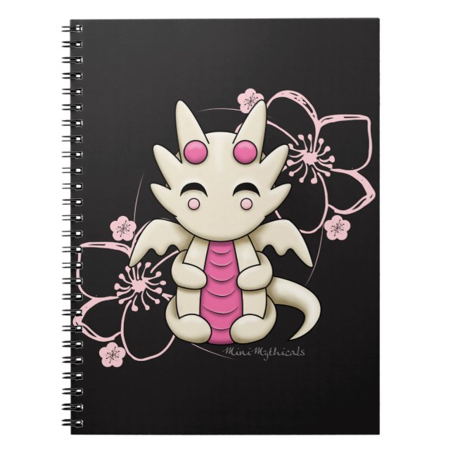 Caderno espiral do dragão cor-de-rosa de Kawaii (Frente)