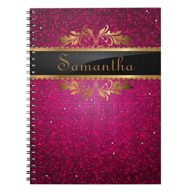 Caderno espiral do Glitz cor-de-rosa do disco do (Frente)