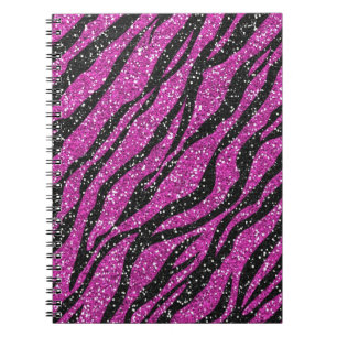 Caderno espiral do impressão preto roxo da zebra