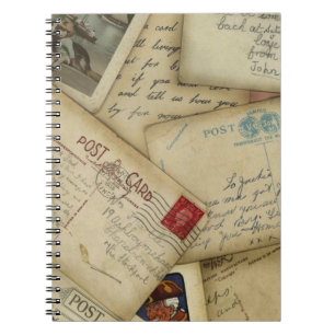 caderno espiral do jornal do cartão do vintage