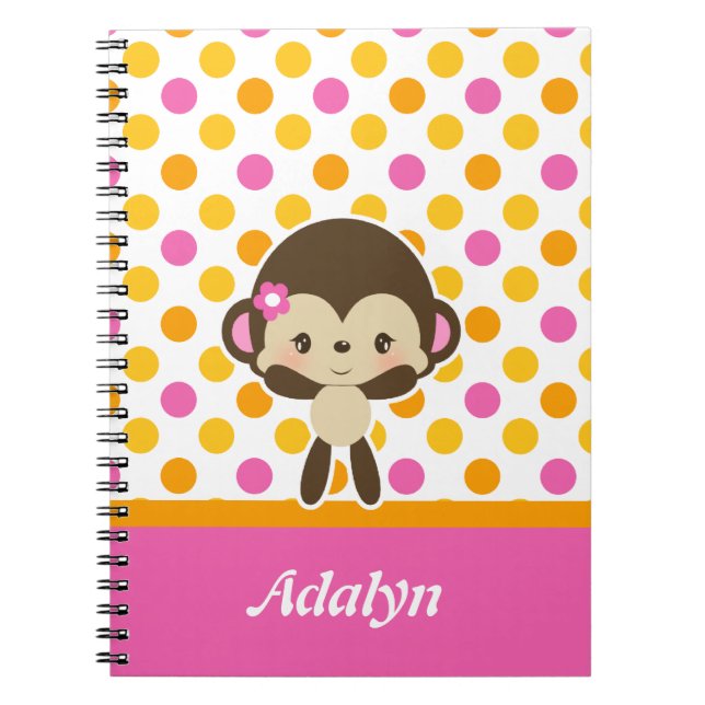 Caderno espiral do macaco da doçura do safari (Frente)