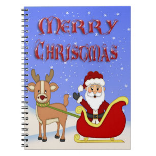 Caderno espiral do papai noel do Feliz Natal