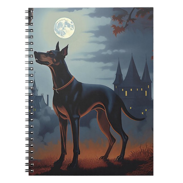 Caderno Espiral Doberman Halloween Assustador (Frente)
