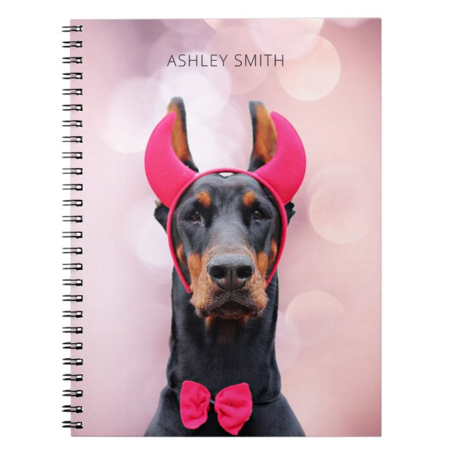 Caderno Espiral Doberman no Diabo Costume (Frente)