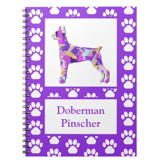 Caderno Espiral Doberman Pinscher Cachorro Silhoule Purple PY&B (Frente)