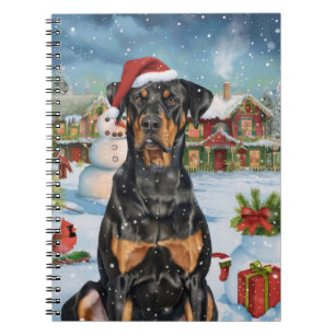 Caderno Espiral Doberman Winter Wonderland Christmas Joy